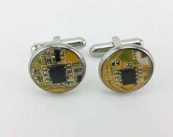 Stainless Steel Circuit Board Cuff Links