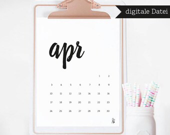 SALE Printable / Wall Calendar 2017 / PDF / calender / Overview year / DIGITAL / wall calender / monthly planner / Instant Download