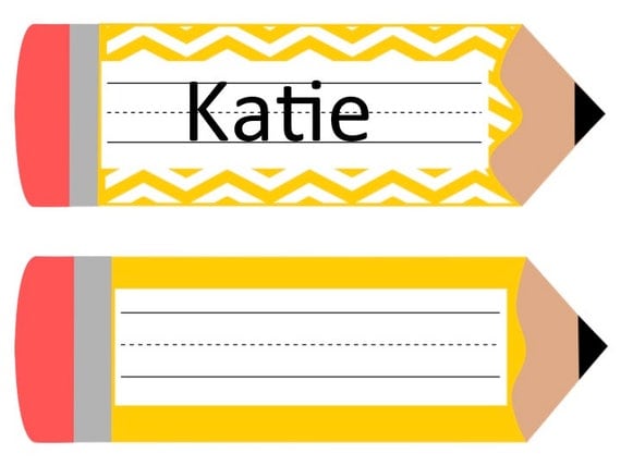 Pencil Name tags Elementary Name tags for desks School