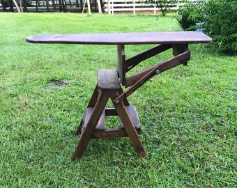 Antique primitive, Wood Ironing board, Step stool, Old Pine, Flip Top Step Stool,Table, Vintage Ironing Board, Three In One,