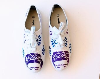 Frida Kahlo custom vans,Frida custom vans,custom vans Shoes,custom vans,hand painted vans,Frida kahlo,sugar skull,frida converse