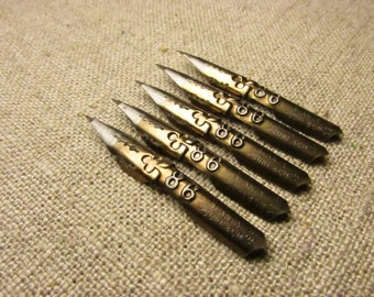 Vintage antique France calligraphy ink dip pen nibs set Blanzy Poure estampee 86 Dimitry