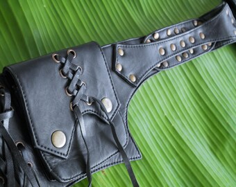 Leather utility belt, festival hip bag, boho chic, waist bag, goa, festival fashion, burning man, hip bag, fanny pack, lether belt bag