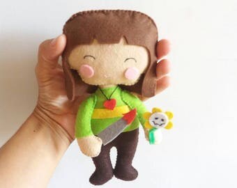 Chara cute 7 ", hand made felt 20cm, inspired by the video game (unofficial) Undertale