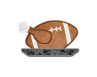 Turkey football sports Thanksgiving applique embroidery design