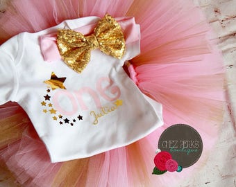 Twinkle Twinkle little star first birthday , girl birthday, pink gold, star one birthday, pink and gold first birthday