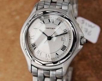 Cartier Swiss Made Panthere Ronde 32mm Stainless Steel Mens Dress Watch SIW176