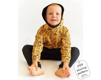 Hoodie sewing pattern PDF download, sweatshirt sewing pattern PDF download, baby sewing patterns, kids sewing pattern