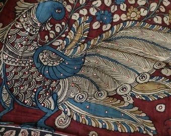 Beautiful kalamkari hand painted Chanderi Cotton Dupatta