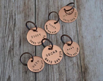 Hand Stamped Pet ID Tag // Copper // Custom Made // Dog Tag // Cat Tag // ID Tag // Dog Tag for Dogs // Pet Gift // Copper Gift //