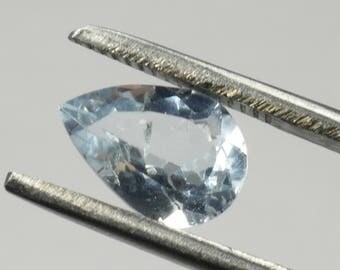 CLEARANCE ! Video! 9.2x6.4mm Natural aquamarine from Brazil pear 1.25ct blue beryl loose gemstone for jewelry pendant ring (#PB628)