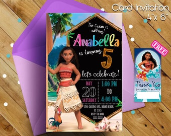Moana Invitation, Moana birthday invitation, Moana party, Moana birthday, Moana invitations, Moana, invitations, free thank you notes, free