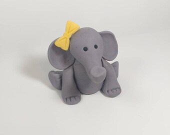Fondant Elephant Cake Topper- Fondant Animal - Baby Cake Topper - Safari Party - Jungle Party - Birthday Cake Topper