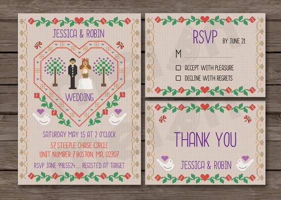 Cross Stitch Wedding Invitations 3