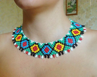 Rainbow necklace Tribal necklace Modern necklace Statement necklace Tribal jewelry Bohemian jewelry African jewelry Gift for her Gift ideas