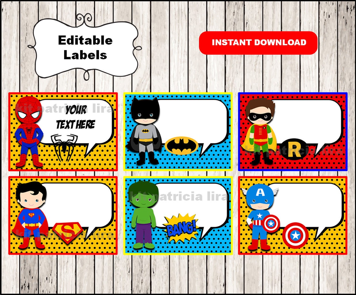 superhero printable cards tags book labels stickers kids