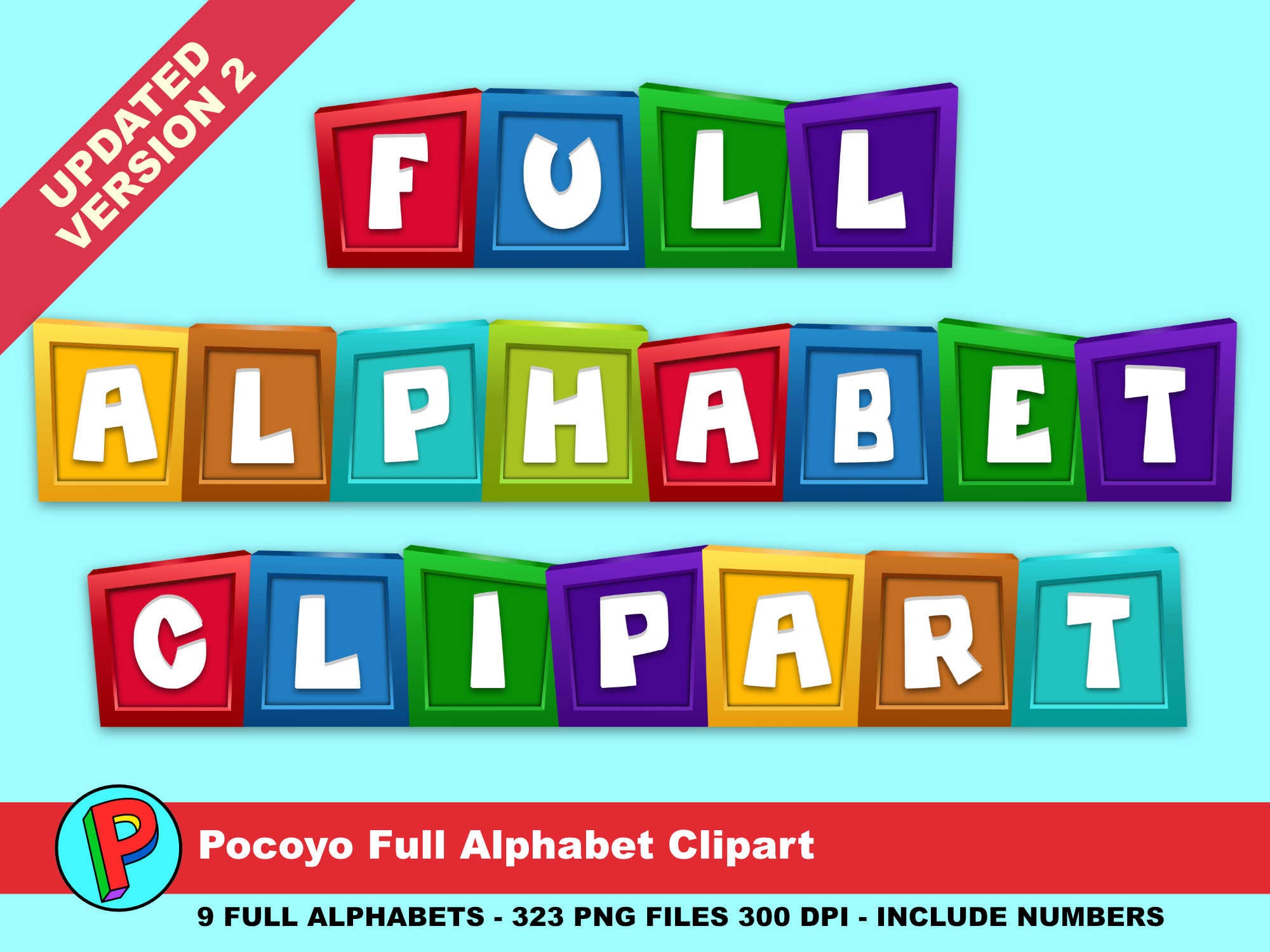 Pocoyo Alphabet Clipart 327 png files 300 dpi Updated