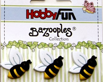 3 rsine scrapbooking bee novelty buttons