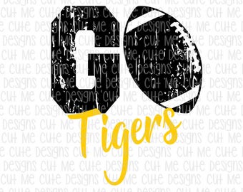 SVG DXF PNG cut file cricut silhouette cameo scrap booking Go Tigers Distressed Football
