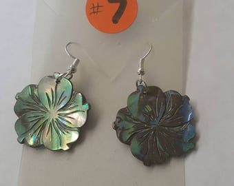 Carved Abalone Flower Earrings