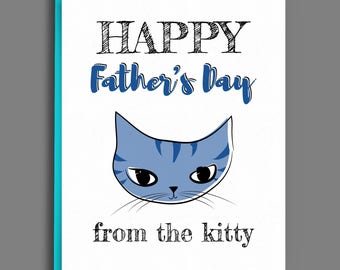 Cat fathers day card | Etsy