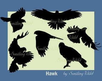 Hawk silhouette svg clipart american hawk cutout printable bird falk png birds print vector graphic commercial print nature silhouette