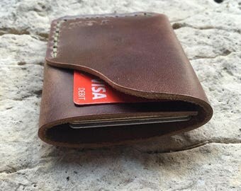 Full grain minimalist leather wallet/ natural Horween chromexcel wallet/ personalized leather wallet