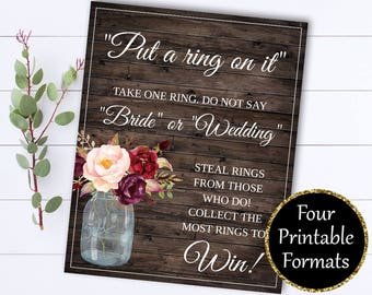 Put A Ring On It Bridal Shower Games - Dont Say Bride Ring Game - Dont Say Wedding Ring Game - Ring On It Game - Don't say Bride Game