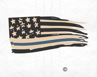 Flag thin blue line rustic SVG Clipart Cut Files Silhouette Cameo Svg for Cricut and Vinyl File cutting Digital cuts file DXF Png Pdf Eps