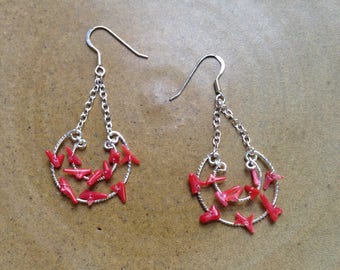 Vintage sterling silver and coral earrings