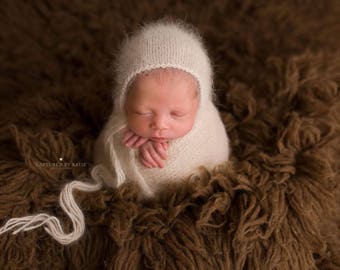 Brushed alpaca short wraps/newborn set/newborn photography props/newborn photo prop/baby wrap/newborn stretch wrap/cream wrap/knit wrap