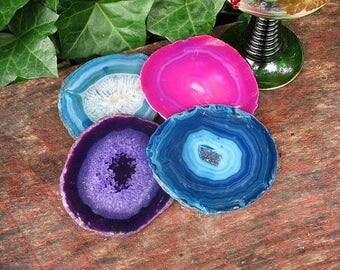 Brazilian agate coasters with cork bottom, stone coasters, rock coaster, quartz coasters. acmx1