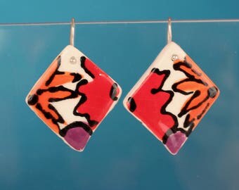 Bohemian Earrings | Boho earrings | Retro earrings | Statement earrings | 70s earrings | 60s earrings | Porcelain earrings