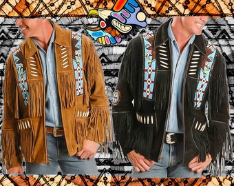 native american clothing/fringe jacket/leather jacket/mens/70s boho/hippie/jackets and coats/vintage clothing/Men clothing/fringe leather