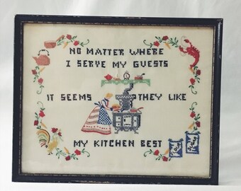 Vintage crosstitch kitchen art print / embroidered print