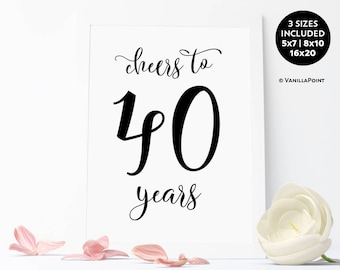 Cheers To 40 Years Sign,40th Birthday Decoration For Men 40th Birthday For Men Printable Rustic Birthday Party Decorations, 40th Anniversary