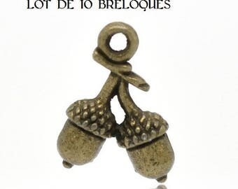 set of 10 charms tassel cherry color bronze (R14)