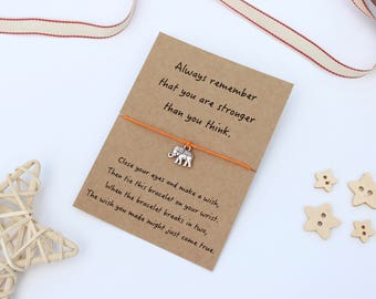 Elephant Wish Bracelet, Elephant Strength Bracelet, Elephant Jewellery, Elephant Gift, Elephant Friendship Bracelet, Elephant Keepsake Card