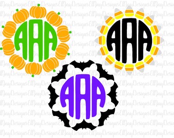 Halloween monogram frame svg, bat svg, bat monogram, pumpkin svg, pumpkin monogram frame, candy corn svg, candy corn svg frame, fall svg bat