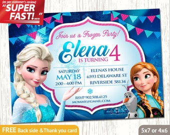 FROZEN INVITATION, Frozen Birthday Invitation, Frozen Party Invitation, Frozen Invite, Elsa Invitation, Free Frozen Thank You Card, v1g