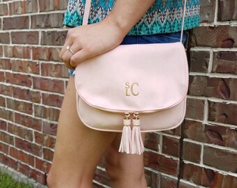ON SALE Monogrammed Purse, Boho Purse, Crossbody Bag, Vegan Leather Purse, Gift for Her, Monogram Birthday Gift, Personalized Handbag, Monog