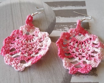 Pink leaf earrings