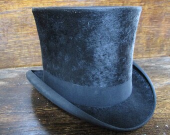 French vintage top hat and box.Renolleau freres Top hat. Steampunk clothing. Original top hat.Quality hat.Quality chapellerie.French style.