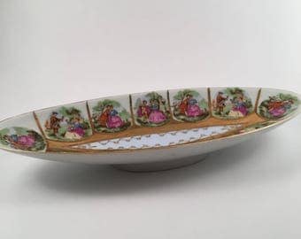 Royal Vienna hand decorated dish, relish tray