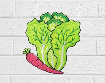 Cabbage Carrot Patch - Vegetable Patch - Iron On Patches - Patches for Jackets, Jeans , Cap - Cool Badge Size 2.3" (W) x 2.8" (H)