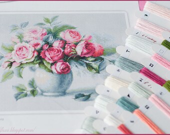 flower cross stitch kit modern cross stitch diy counted cross stitch floral cross stitch pattern embroidery kit vintage cross stitch rose