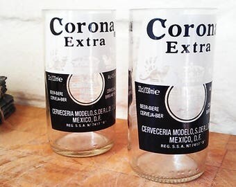 Set of 4 recycled beer bottle glasses (250ml)