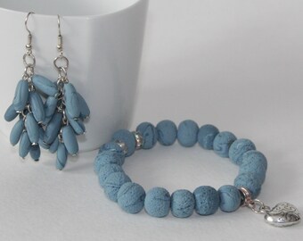 Set: Bracelet and earrings, polymer clay