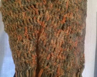 Scarf crocheted Heather wool and mohair