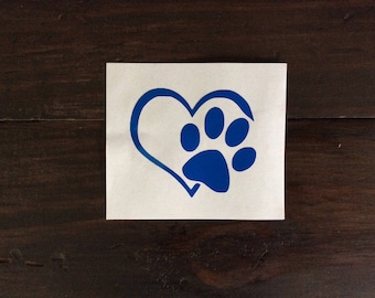 Dog Paw Decal, Heart and Paw Decal, Paw Decal, Yeti Cup Decal, Dog Mom Dog Decal, Yeti Tumbler Decal, Car Window Decal, Dog Mom Decal